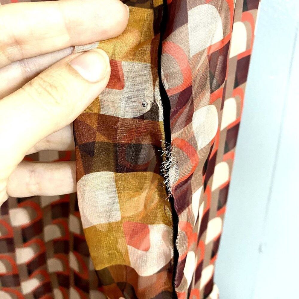 Zara Red Geometric Mod Print Button-Down Sheer Co… - image 5